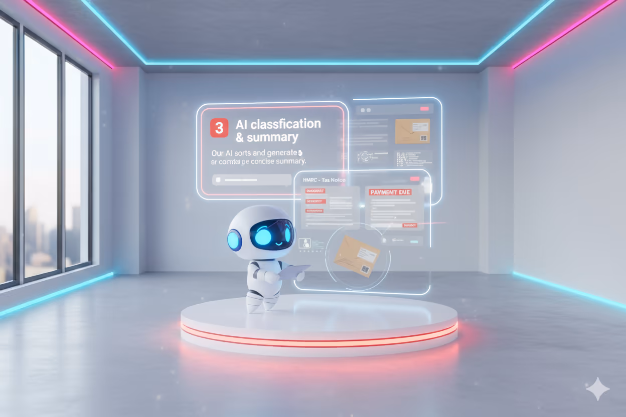 Smart mail summaries in a virtual office dashboard